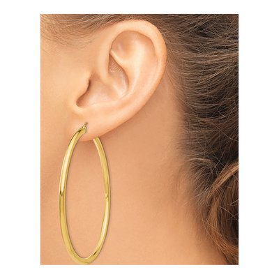 10K Yellow Gold 65mm Tube Hoop Earrings – view 4