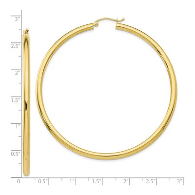 10K Yellow Gold 65mm Tube Hoop Earrings – view 5