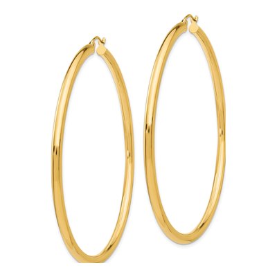 10K Yellow Gold 65mm Tube Hoop Earrings – view 3