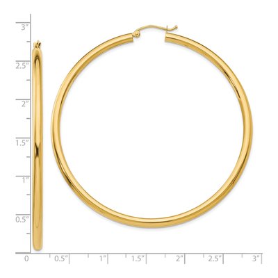 10K Yellow Gold 65mm Tube Hoop Earrings – view 5