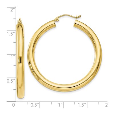 10K Yellow Gold 40mm Tube Hoop Earrings – view 5