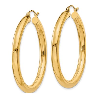 10K Yellow Gold 40mm Tube Hoop Earrings – view 3