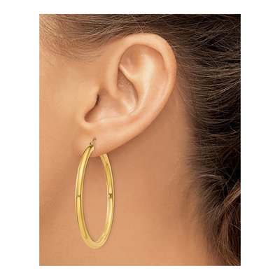 10K Yellow Gold 40mm Tube Hoop Earrings – view 4