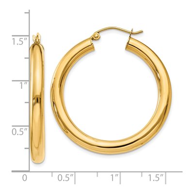10K Yellow Gold 35mm Tube Hoop Earrings – view 4