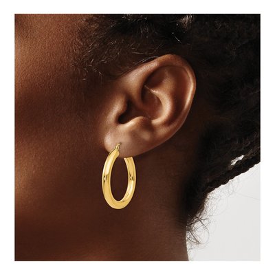 10K Yellow Gold 30mm Tube Hoop Earrings – view 4