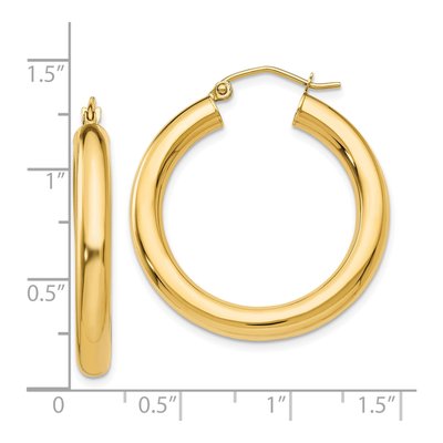 10K Yellow Gold 30mm Tube Hoop Earrings – view 5