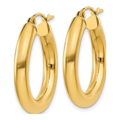 10K Yellow Gold 25mm Tube Hoop Earrings – view 3