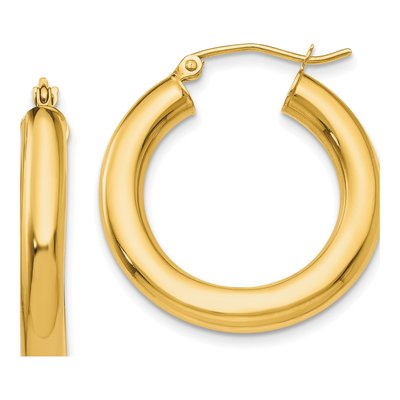 10K Yellow Gold 25mm Tube Hoop Earrings