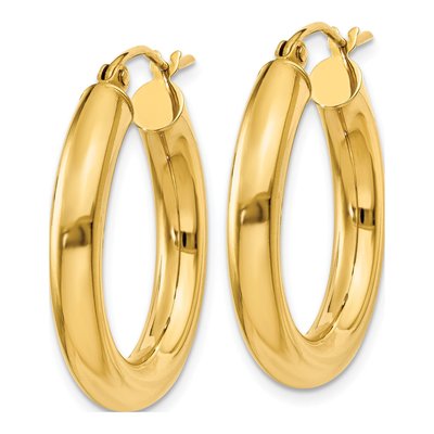 10K Yellow Gold 25mm Tube Hoop Earrings – view 3