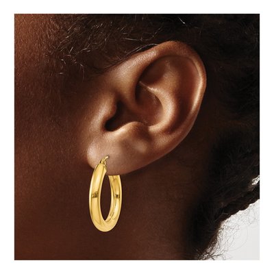 10K Yellow Gold 25mm Tube Hoop Earrings – view 4