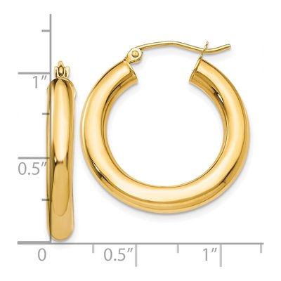 10K Yellow Gold 25mm Tube Hoop Earrings – view 5