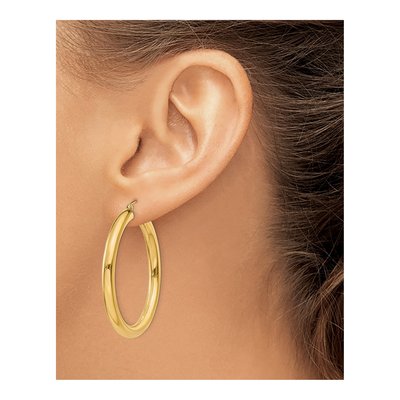 10K Yellow Gold 45mm Tube Hoop Earrings – view 4