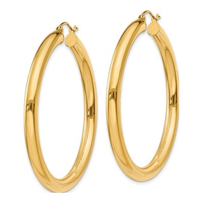 10K Yellow Gold 45mm Tube Hoop Earrings – view 3