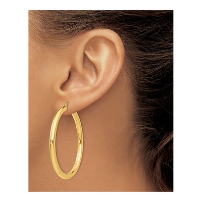 10K Yellow Gold 50mm Tube Hoop Earrings – view 4