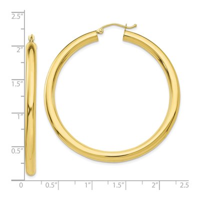 10K Yellow Gold 50mm Tube Hoop Earrings – view 5