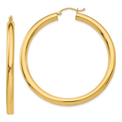 10K Yellow Gold 50mm Tube Hoop Earrings