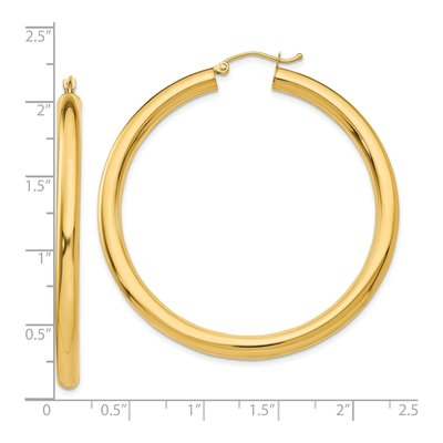 10K Yellow Gold 50mm Tube Hoop Earrings – view 5