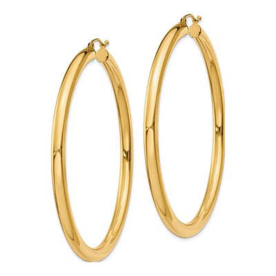 10K Yellow Gold 60mm Tube Hoop Earrings – view 3