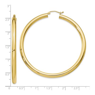 10K Yellow Gold 60mm Tube Hoop Earrings – view 5