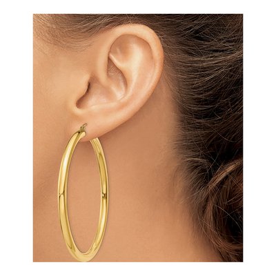 10K Yellow Gold 60mm Tube Hoop Earrings – view 4