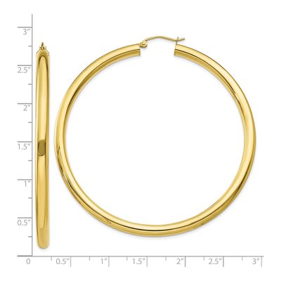 10K Yellow Gold 65mm Tube Hoop Earrings – view 5