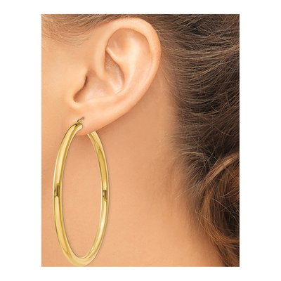 10K Yellow Gold 65mm Tube Hoop Earrings – view 4