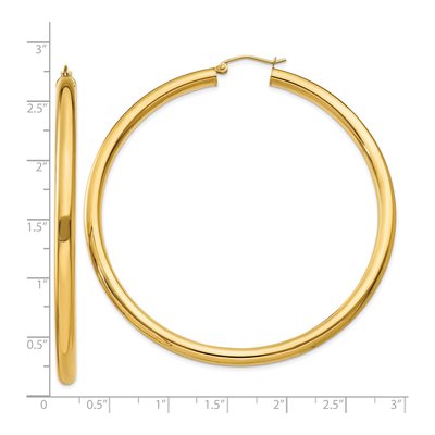 10K Yellow Gold 65mm Tube Hoop Earrings – view 5