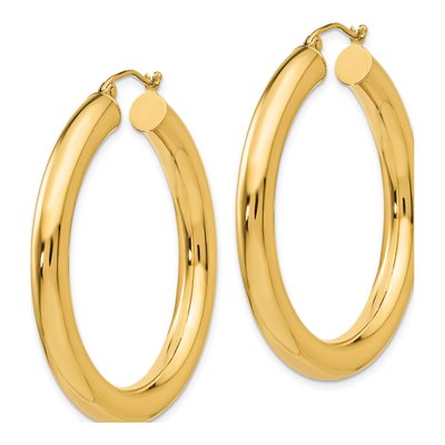 10K Yellow Gold 40mm Tube Hoop Earrings – view 3