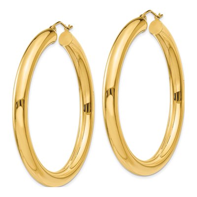 10K Yellow Gold 50mm Tube Hoop Earrings – view 3