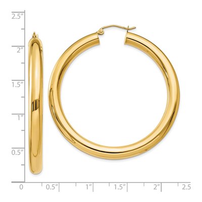 10K Yellow Gold 50mm Tube Hoop Earrings – view 5