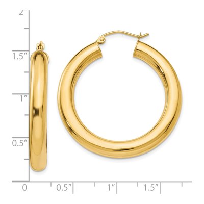 10K Yellow Gold 35mm Tube Hoop Earrings – view 5