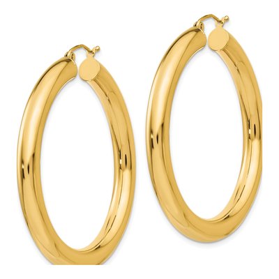 10K Yellow Gold 45mm Tube Hoop Earrings – view 3