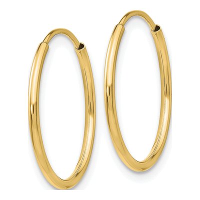 10K Yellow Gold 16mm Endless Tube Hoop Earrings – view 3