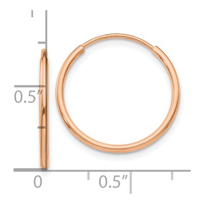 10K Rose Gold 16mm Endless Tube Hoop Earrings – view 3