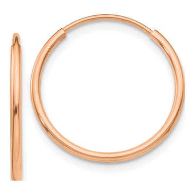 10K Rose Gold 16mm Endless Tube Hoop Earrings