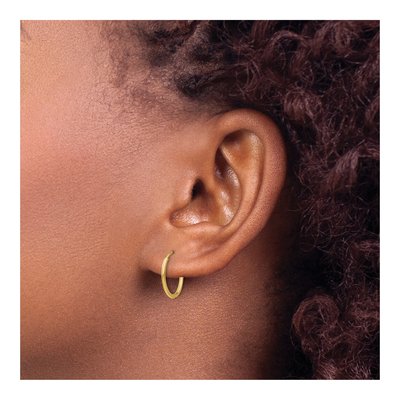 10K Yellow Gold 14mm Endless Tube Hoop Earrings – view 4