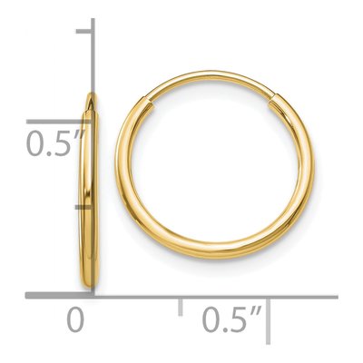 10K Yellow Gold 14mm Endless Tube Hoop Earrings – view 5