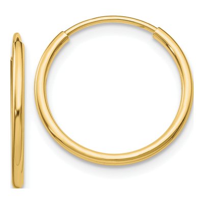 10K Yellow Gold 25mm Endless Tube Hoop Earrings