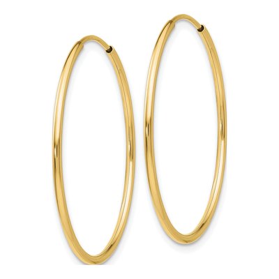 10K Yellow Gold 30mm Endless Tube Hoop Earrings – view 3