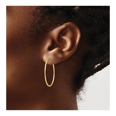 10K Yellow Gold 30mm Endless Tube Hoop Earrings – view 4
