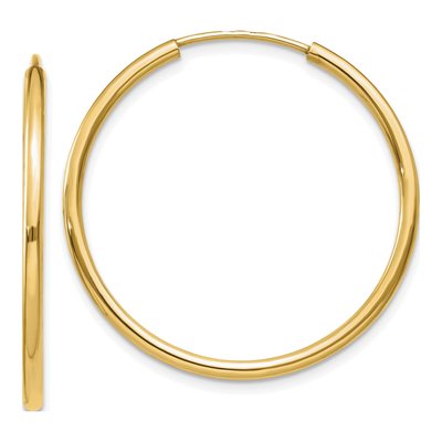 10K Yellow Gold 30mm Endless Tube Hoop Earrings