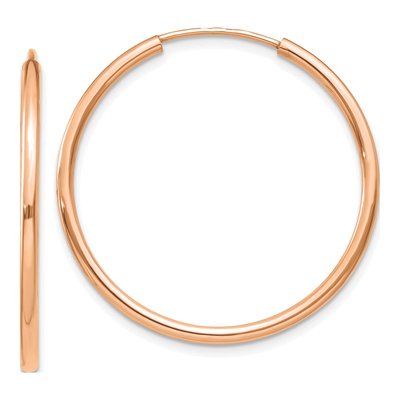 10K Rose Gold 30mm Endless Tube Hoop Earrings