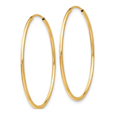 10K Yellow Gold 35mm Endless Tube Hoop Earrings – view 3