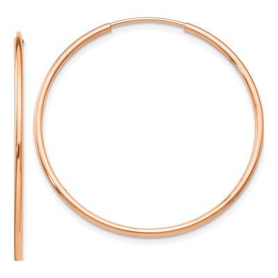 10K Rose Gold 35mm Endless Tube Hoop Earrings