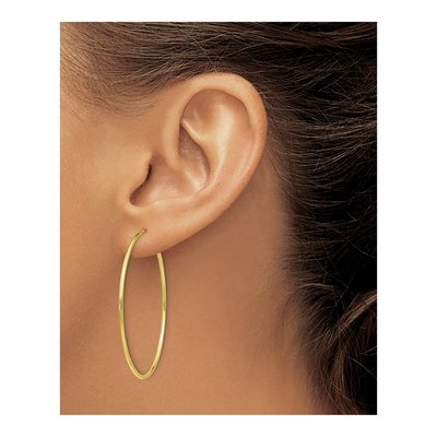 10K Yellow Gold 40mm Endless Tube Hoop Earrings – view 4