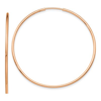 10K Rose Gold 40mm Endless Tube Hoop Earrings