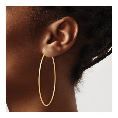 10K Yellow Gold 60mm Endless Tube Hoop Earrings – view 4