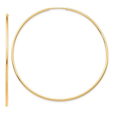 10K Yellow Gold 60mm Endless Tube Hoop Earrings