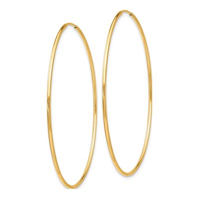 10K Yellow Gold 50mm Endless Tube Hoop Earrings – view 3