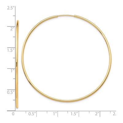 10K Yellow Gold 50mm Endless Tube Hoop Earrings – view 5